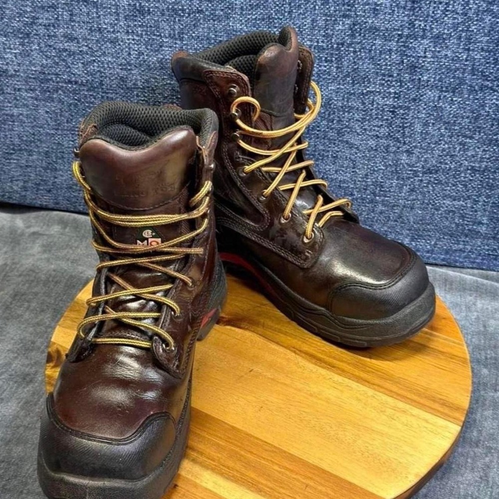 Red Wing 3516 Work Boots Mens 9 Brown Leather Lace Up Safety Toe MetGuard